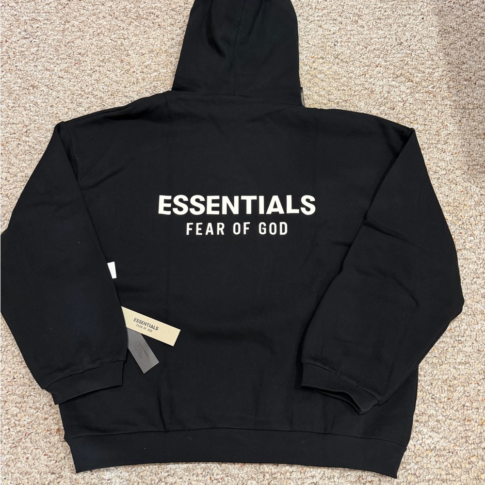 Essentials Black Hoodie with Logo